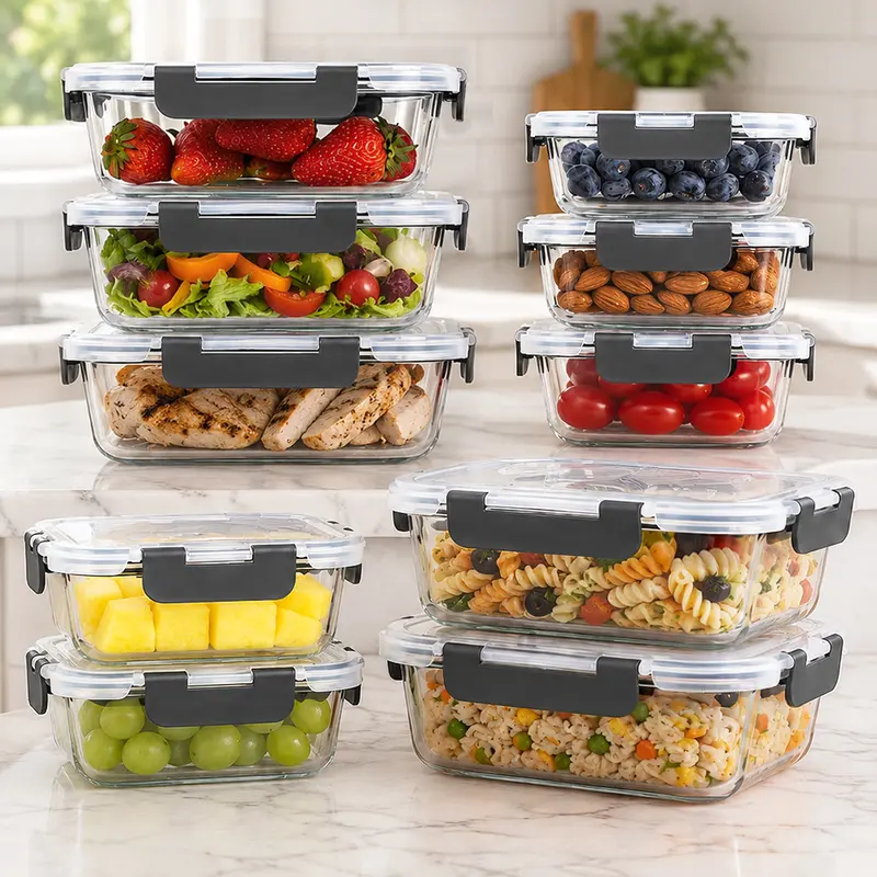 20-Container Airtight Glass Food Storage System – 40-Piece Smart Meal Prep Set
