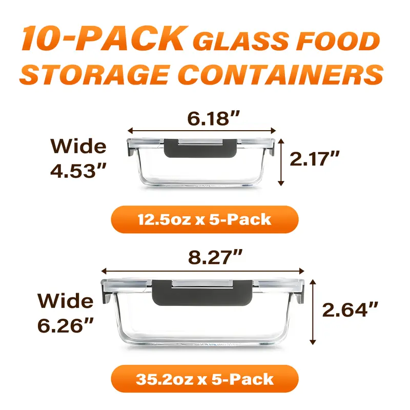 20-Container Airtight Glass Food Storage System – 40-Piece Smart Meal Prep Set