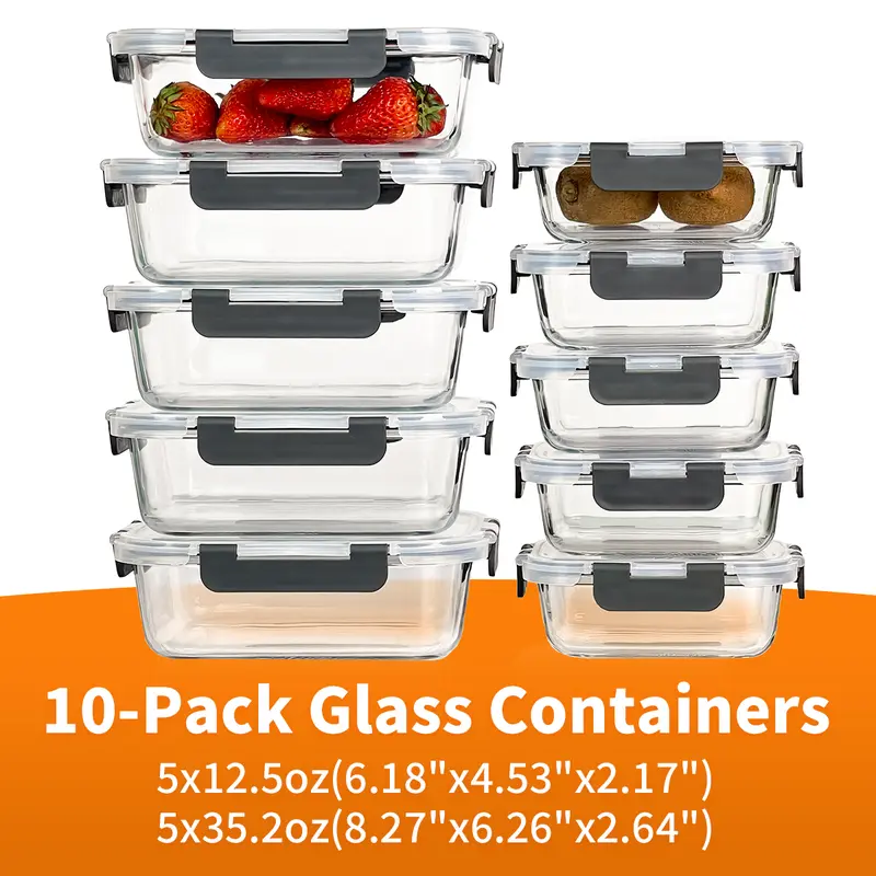 20-Container Airtight Glass Food Storage System – 40-Piece Smart Meal Prep Set