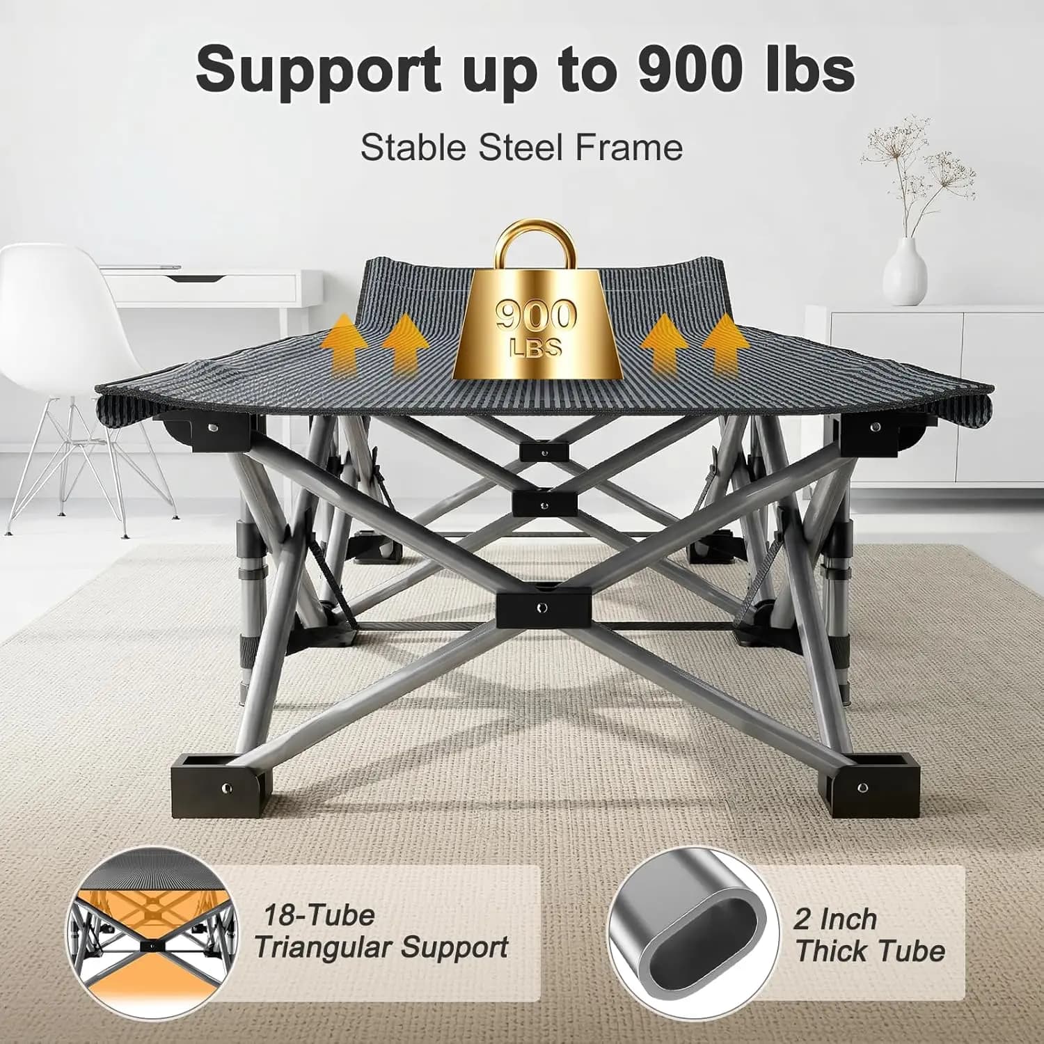 Buy 1 Get 1 Free – 2-Pack XXL All-Terrain Camping Cots with 4-Inch Dual-Season Mattresses