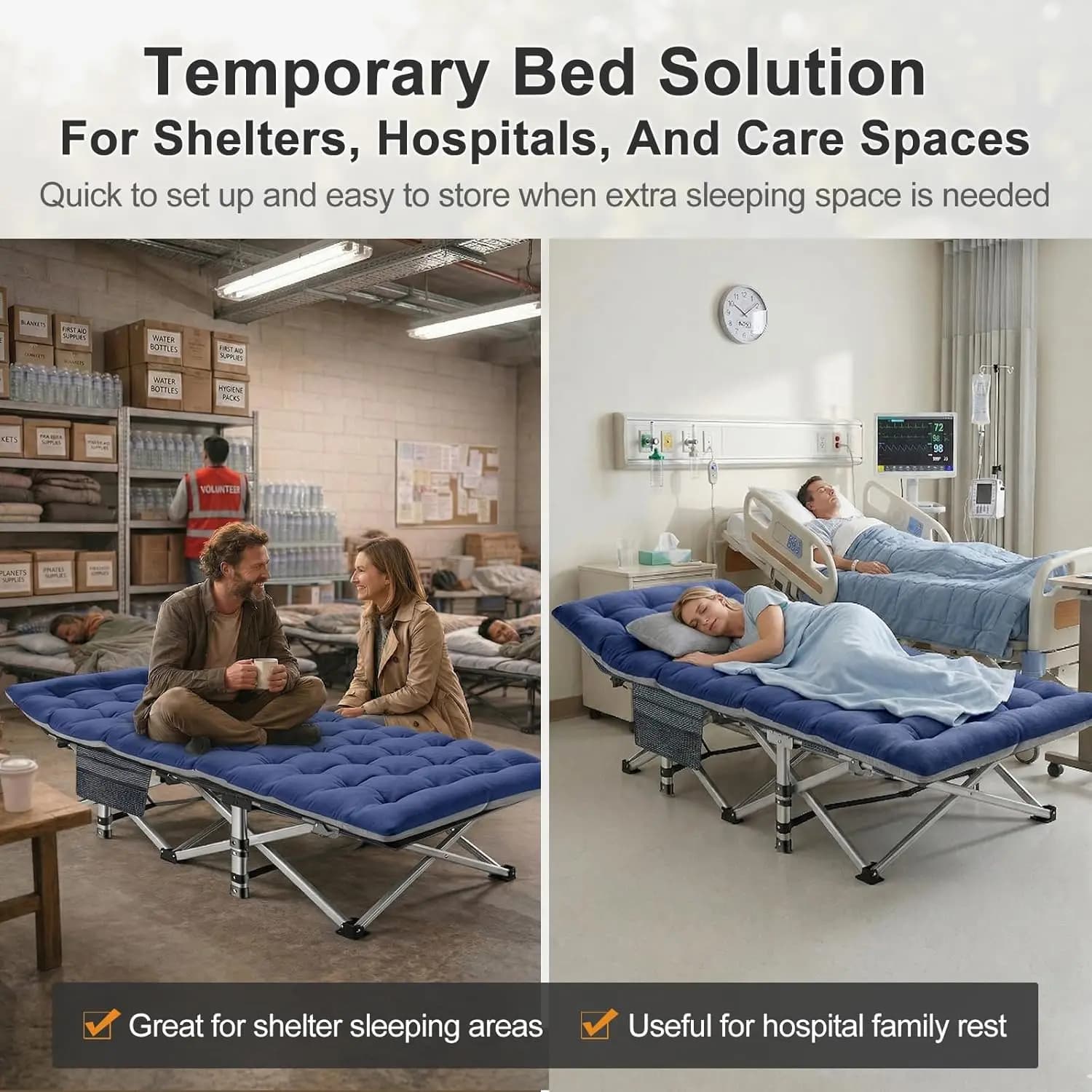 Buy 1 Get 1 Free – 2-Pack XXL All-Terrain Camping Cots with 4-Inch Dual-Season Mattresses