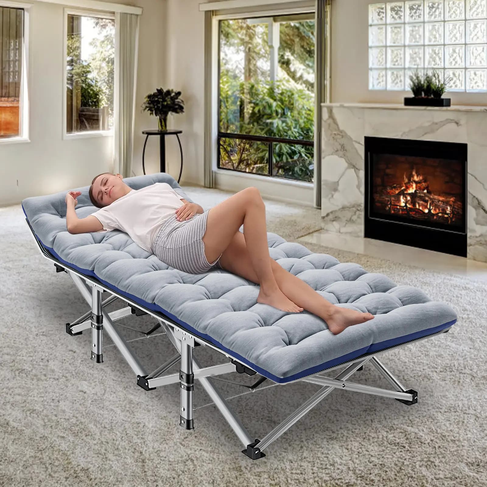 Buy 1 Get 1 Free – 2-Pack XXL All-Terrain Camping Cots with 4-Inch Dual-Season Mattresses