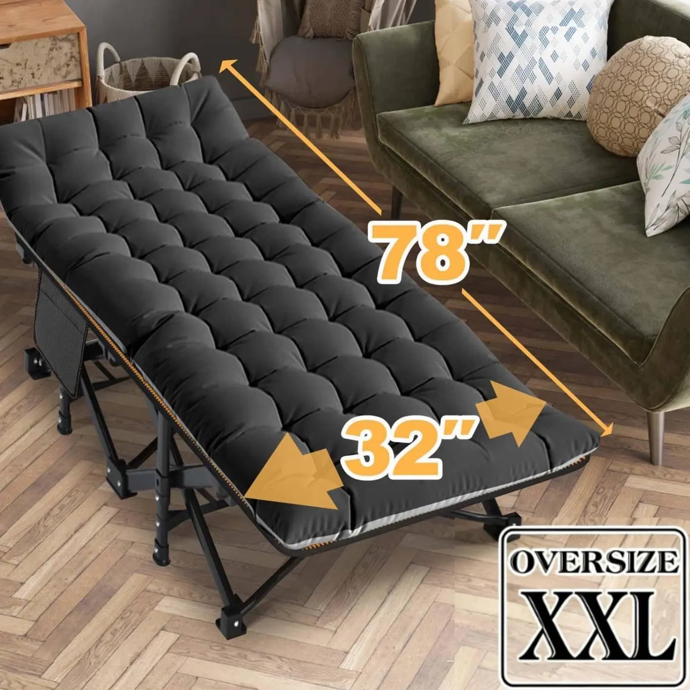 Buy 1 Get 1 Free – 2-Pack XXL All-Terrain Camping Cots with 4-Inch Dual-Season Mattresses