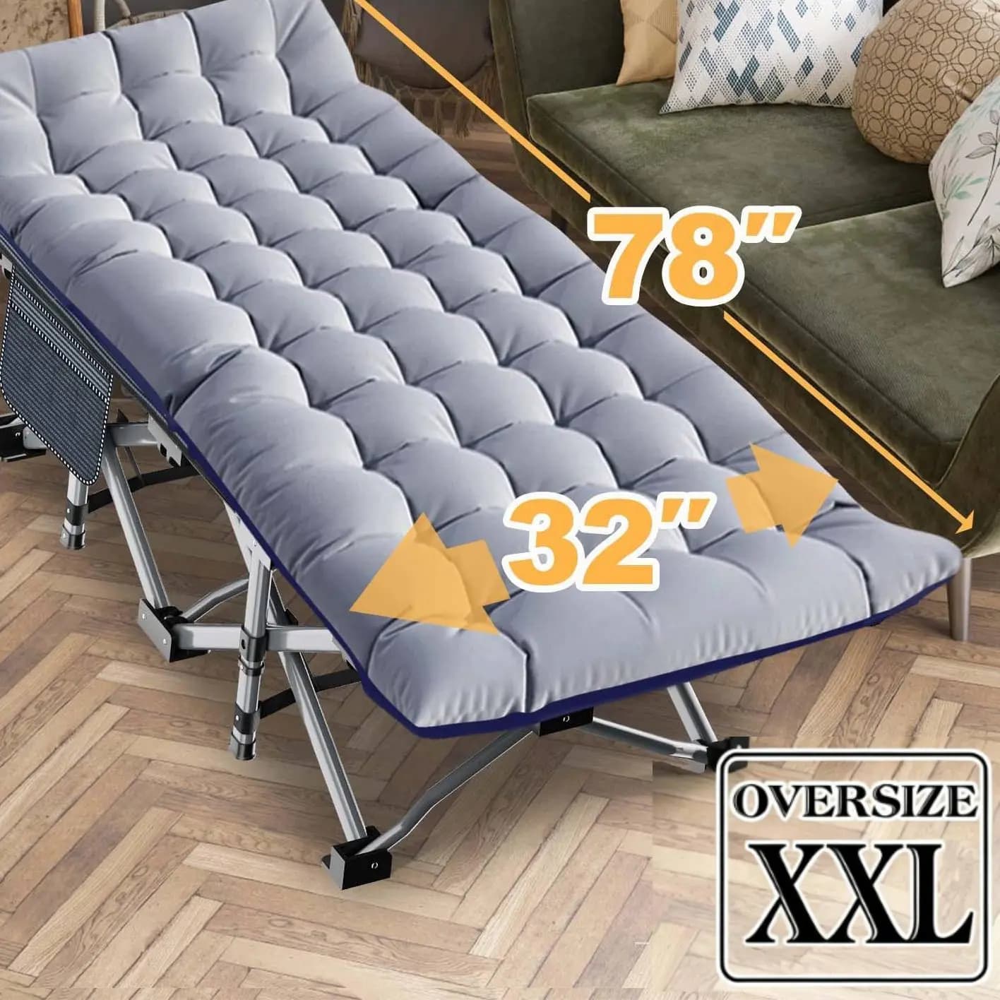 Buy 1 Get 1 Free – 2-Pack XXL All-Terrain Camping Cots with 4-Inch Dual-Season Mattresses