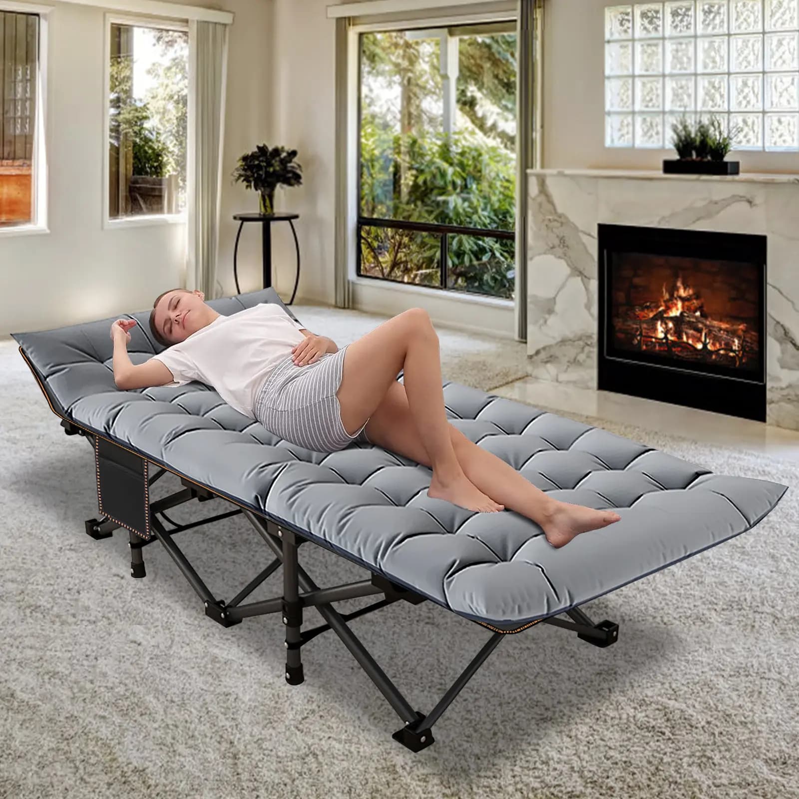 Buy 1 Get 1 Free – 2-Pack XXL All-Terrain Camping Cots with 4-Inch Dual-Season Mattresses