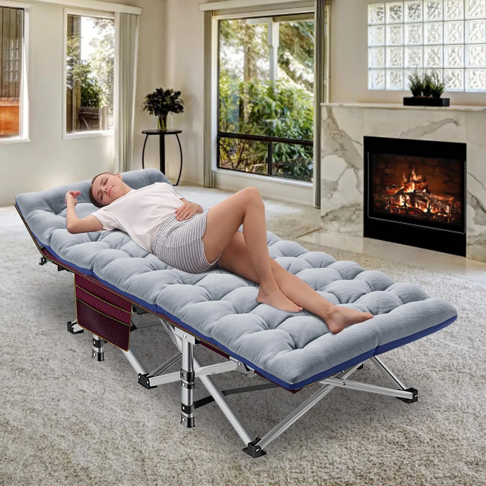 Buy 1 Get 1 Free – 2-Pack XXL All-Terrain Camping Cots with 4-Inch Dual-Season Mattresses