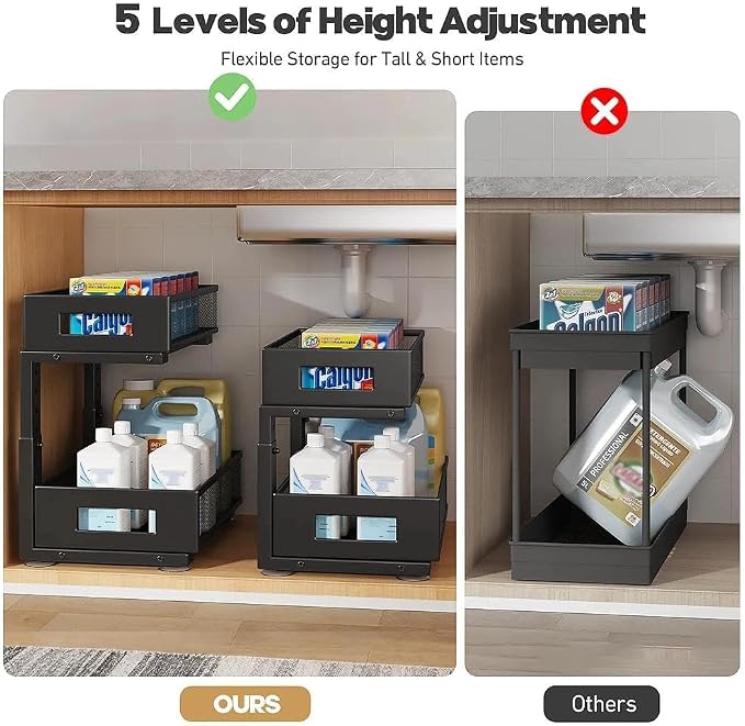 2-Tier Sliding Under Sink Cabinet Storage Organizer
