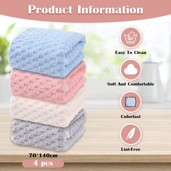 12-Pack HydroLock Ultra-Absorbent Oversized Bath Towels – 3 Per Color, Quick-Dry 28" × 55" Microfiber Bath Sheets