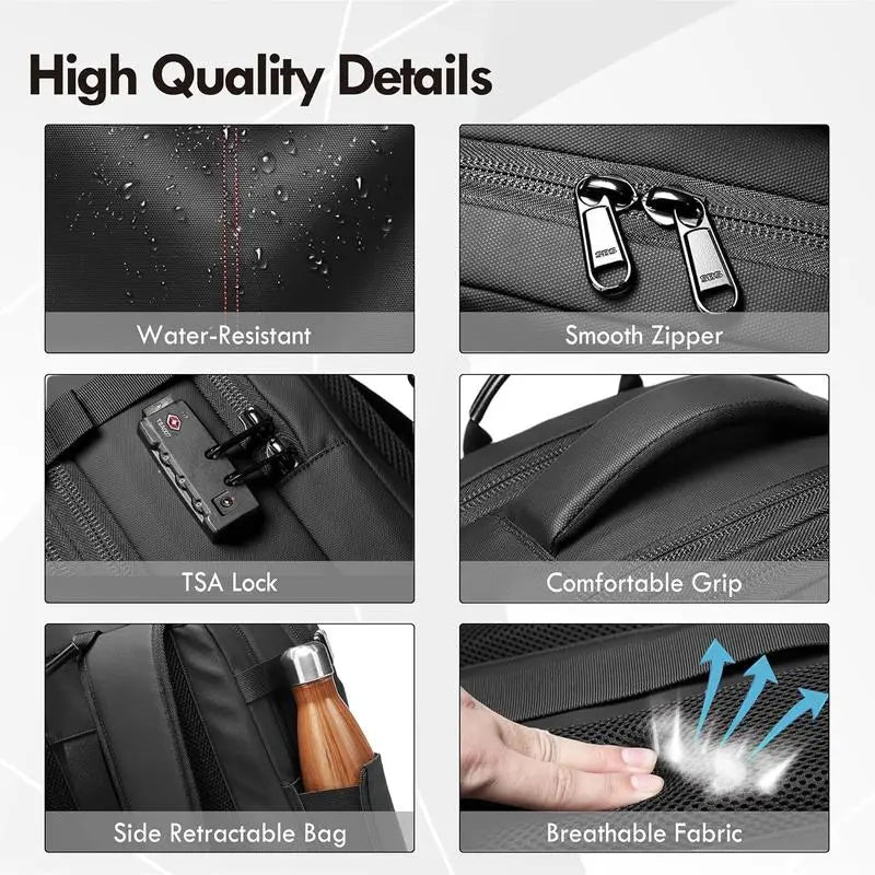 Vacuum Compression Travel Backpack 60L Large Capacity with One‑Click Electric Vacuum Pump TSA Anti‑Theft Lock