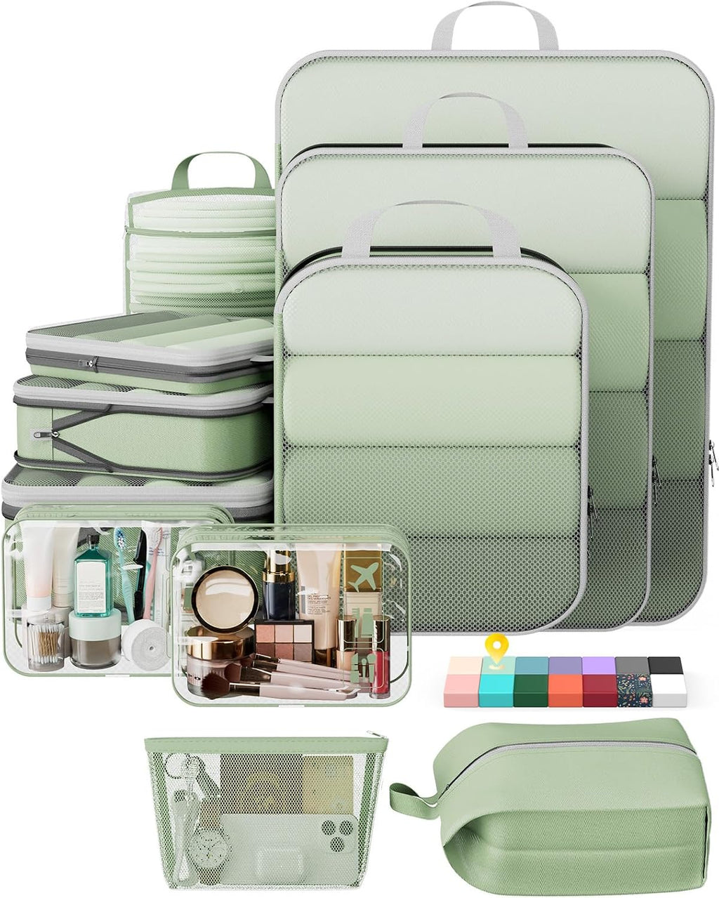 6Pcs Space Saving Compression Packing Cubes Polyester Travel Storage Organizer