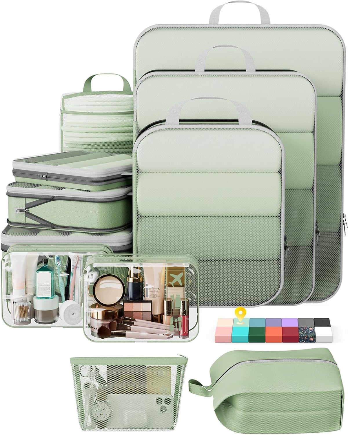 6Pcs Space Saving Compression Packing Cubes Polyester Travel Storage Organizer