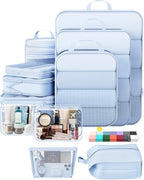 9Pcs Space Saving Compression Packing Cubes Polyester Travel Storage Organizer