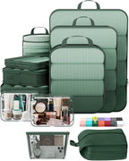 9Pcs Space Saving Compression Packing Cubes Polyester Travel Storage Organizer