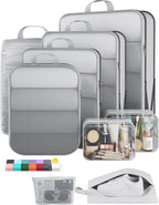 9Pcs Space Saving Compression Packing Cubes Polyester Travel Storage Organizer