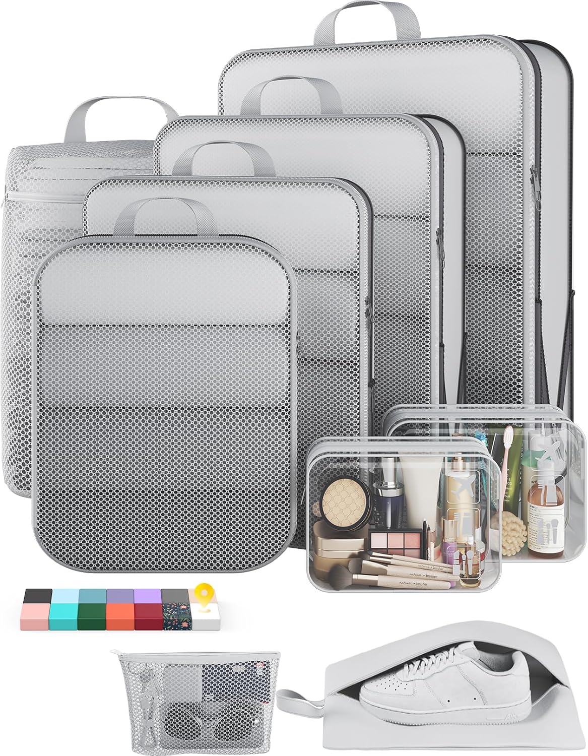 6Pcs Space Saving Compression Packing Cubes Polyester Travel Storage Organizer