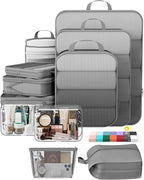 9Pcs Space Saving Compression Packing Cubes Polyester Travel Storage Organizer