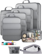 9Pcs Space Saving Compression Packing Cubes Polyester Travel Storage Organizer