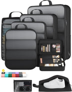 9Pcs Space Saving Compression Packing Cubes Polyester Travel Storage Organizer