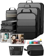 9Pcs Space Saving Compression Packing Cubes Polyester Travel Storage Organizer