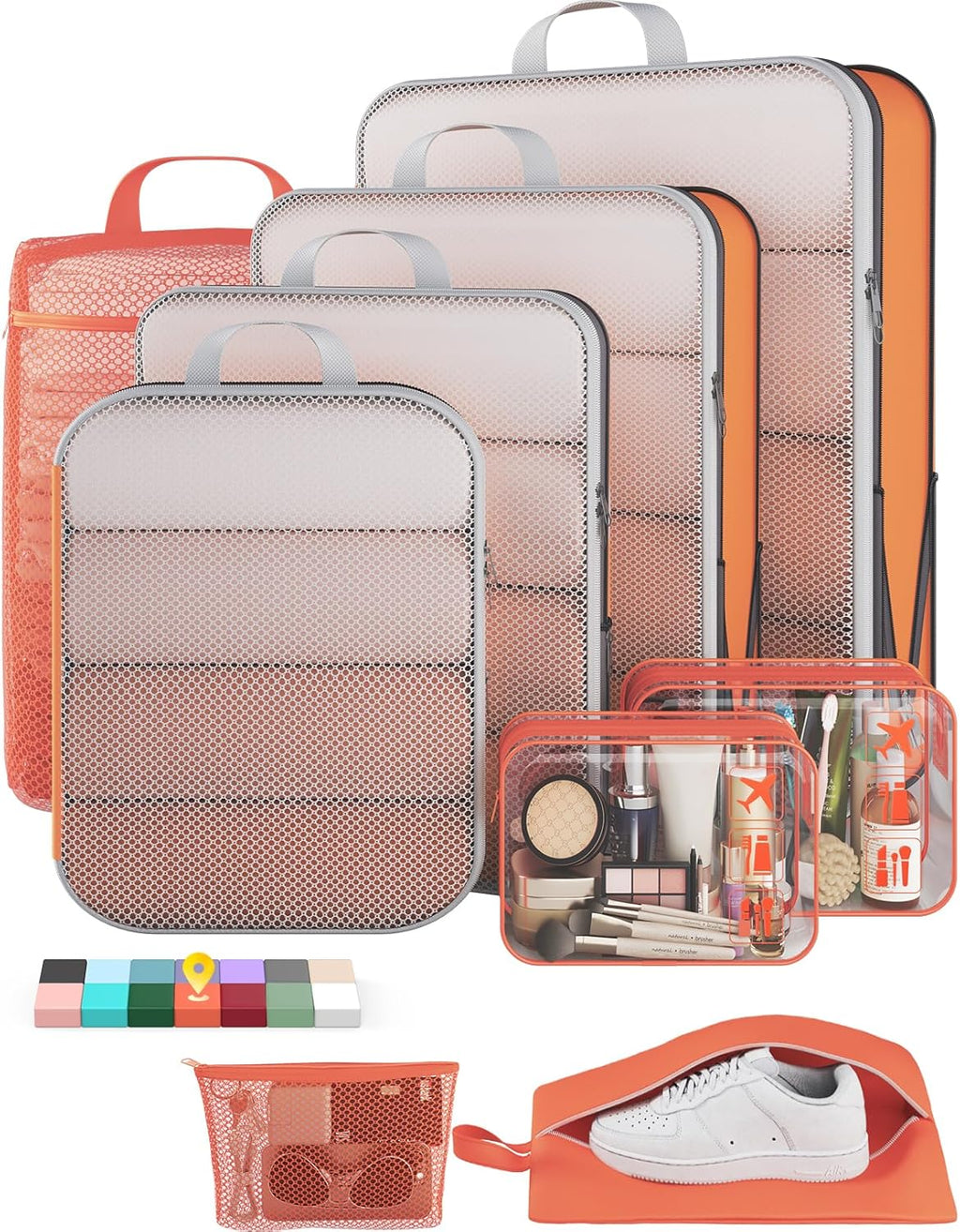 6Pcs Space Saving Compression Packing Cubes Polyester Travel Storage Organizer
