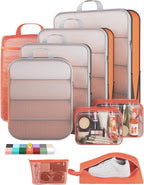 9Pcs Space Saving Compression Packing Cubes Polyester Travel Storage Organizer
