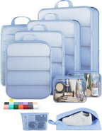 9Pcs Space Saving Compression Packing Cubes Polyester Travel Storage Organizer