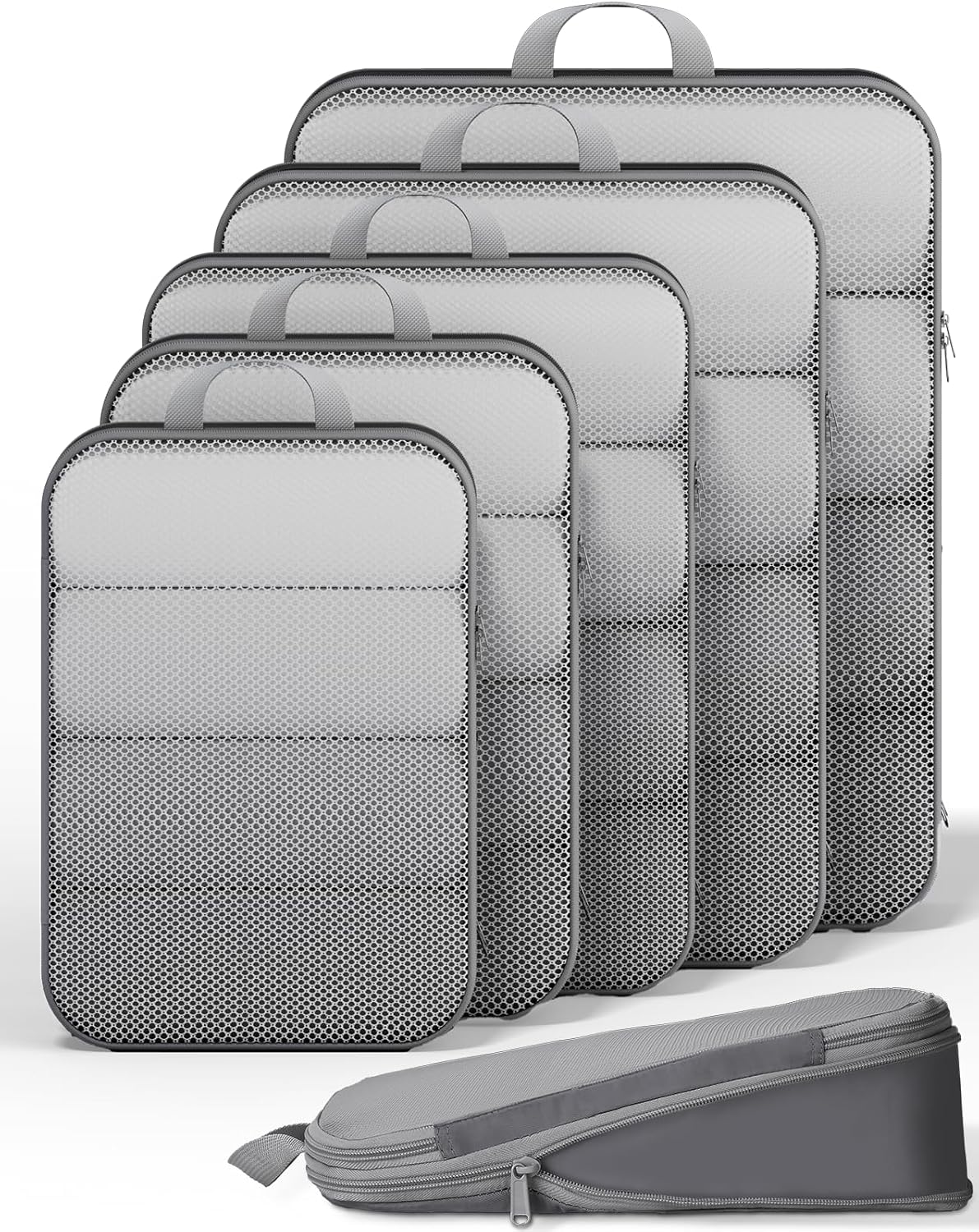 6Pcs Space Saving Compression Packing Cubes Polyester Travel Storage Organizer