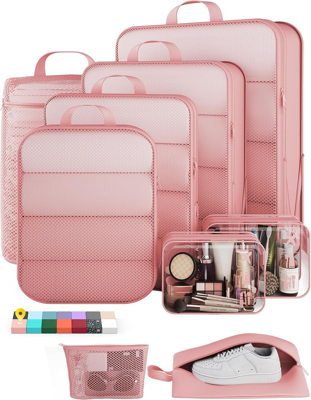 6Pcs Space Saving Compression Packing Cubes Polyester Travel Storage Organizer