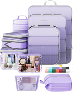9Pcs Space Saving Compression Packing Cubes Polyester Travel Storage Organizer