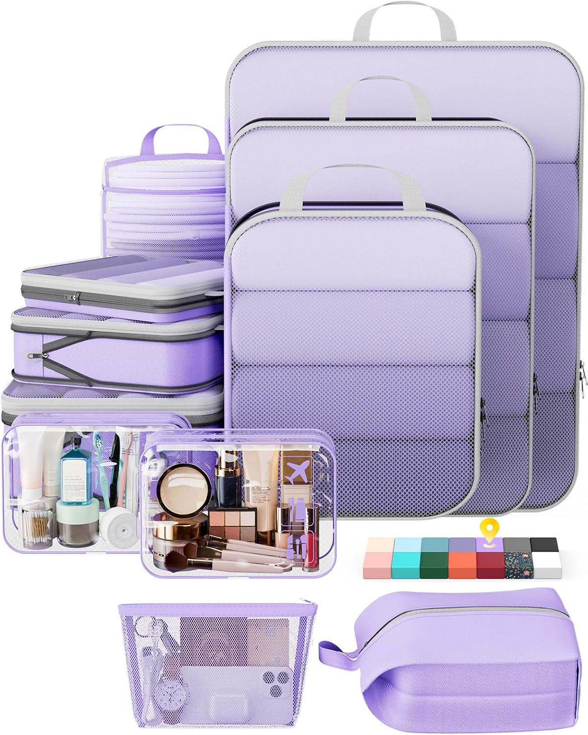 6Pcs Space Saving Compression Packing Cubes Polyester Travel Storage Organizer