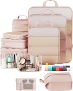 9Pcs Space Saving Compression Packing Cubes Polyester Travel Storage Organizer