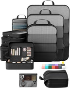 9Pcs Space Saving Compression Packing Cubes Polyester Travel Storage Organizer
