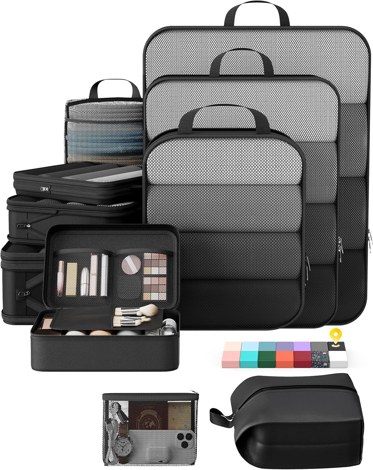 6Pcs Space Saving Compression Packing Cubes Polyester Travel Storage Organizer