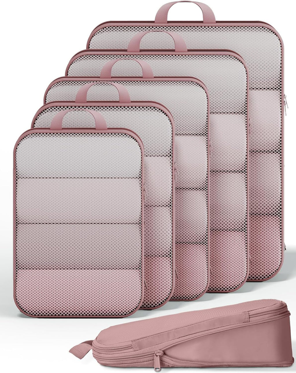 6Pcs Space Saving Compression Packing Cubes Polyester Travel Storage Organizer