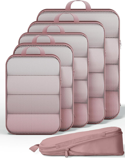6Pcs Space Saving Compression Packing Cubes Polyester Travel Storage Organizer