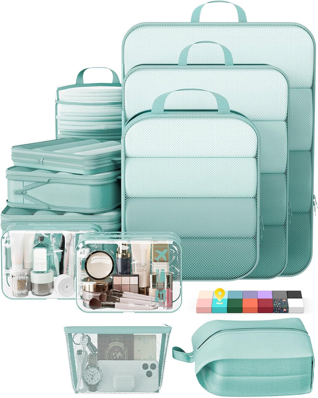 6Pcs Space Saving Compression Packing Cubes Polyester Travel Storage Organizer