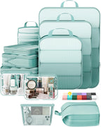 9Pcs Space Saving Compression Packing Cubes Polyester Travel Storage Organizer