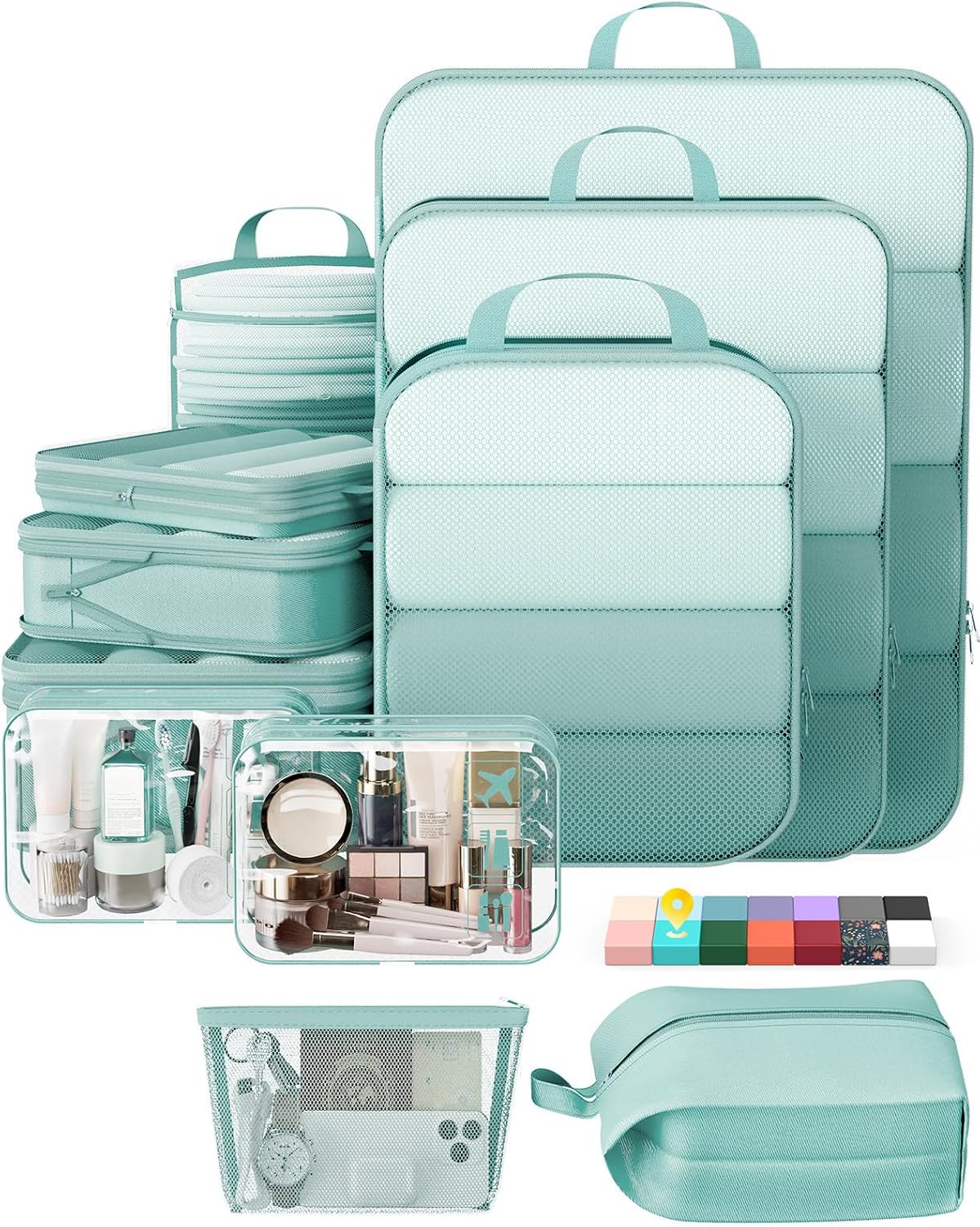 6Pcs Space Saving Compression Packing Cubes Polyester Travel Storage Organizer