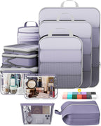 9Pcs Space Saving Compression Packing Cubes Polyester Travel Storage Organizer