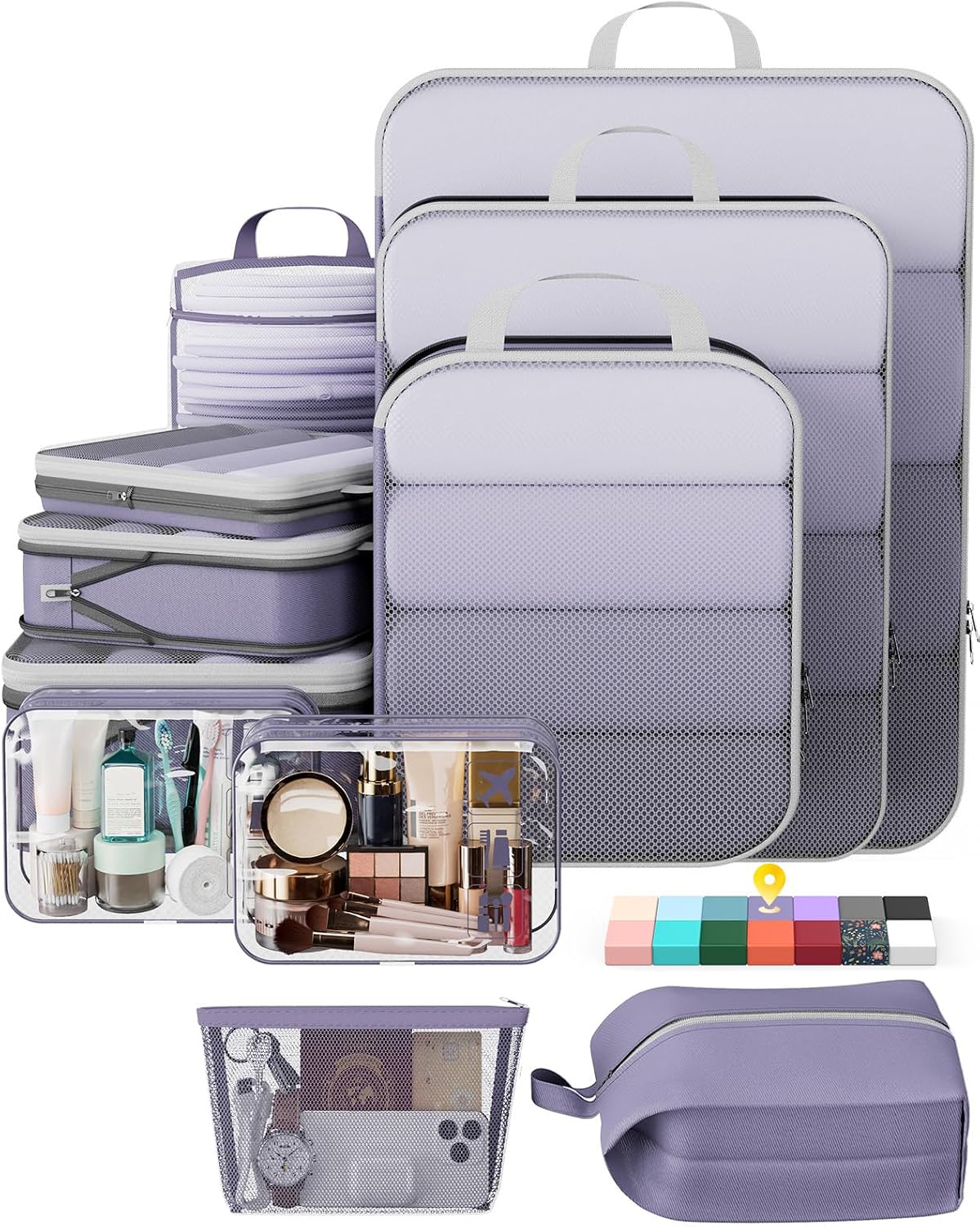 6Pcs Space Saving Compression Packing Cubes Polyester Travel Storage Organizer
