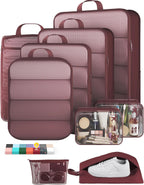 9Pcs Space Saving Compression Packing Cubes Polyester Travel Storage Organizer