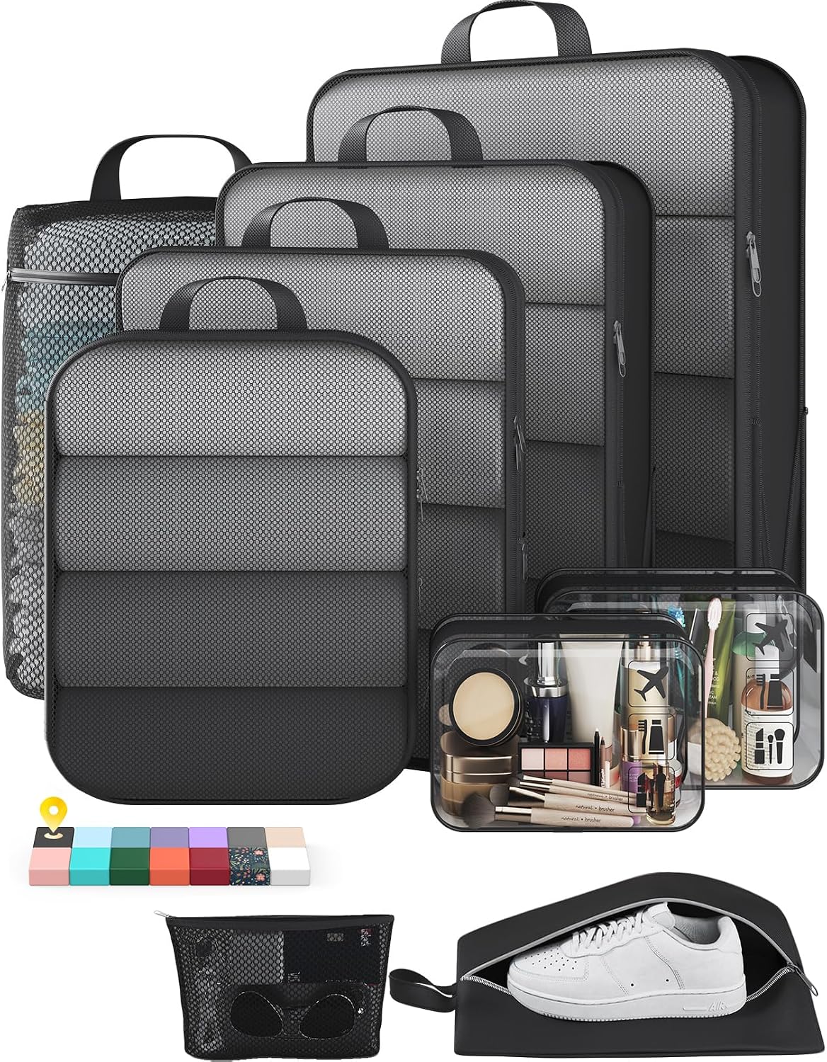 6Pcs Space Saving Compression Packing Cubes Polyester Travel Storage Organizer