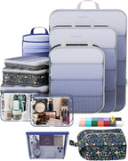 9Pcs Space Saving Compression Packing Cubes Polyester Travel Storage Organizer