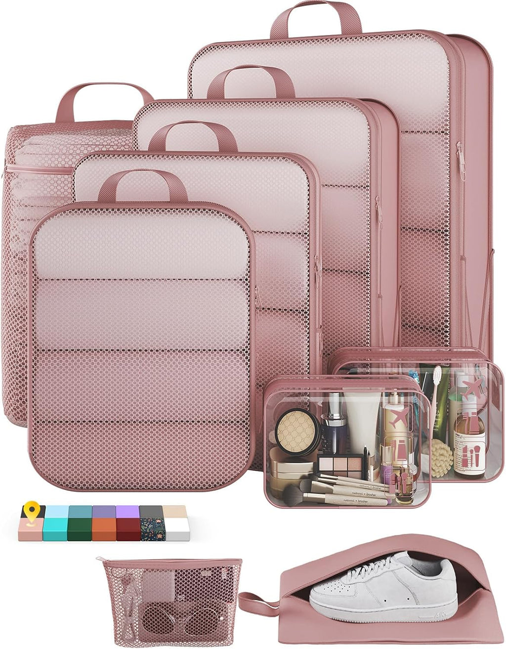 6Pcs Space Saving Compression Packing Cubes Polyester Travel Storage Organizer