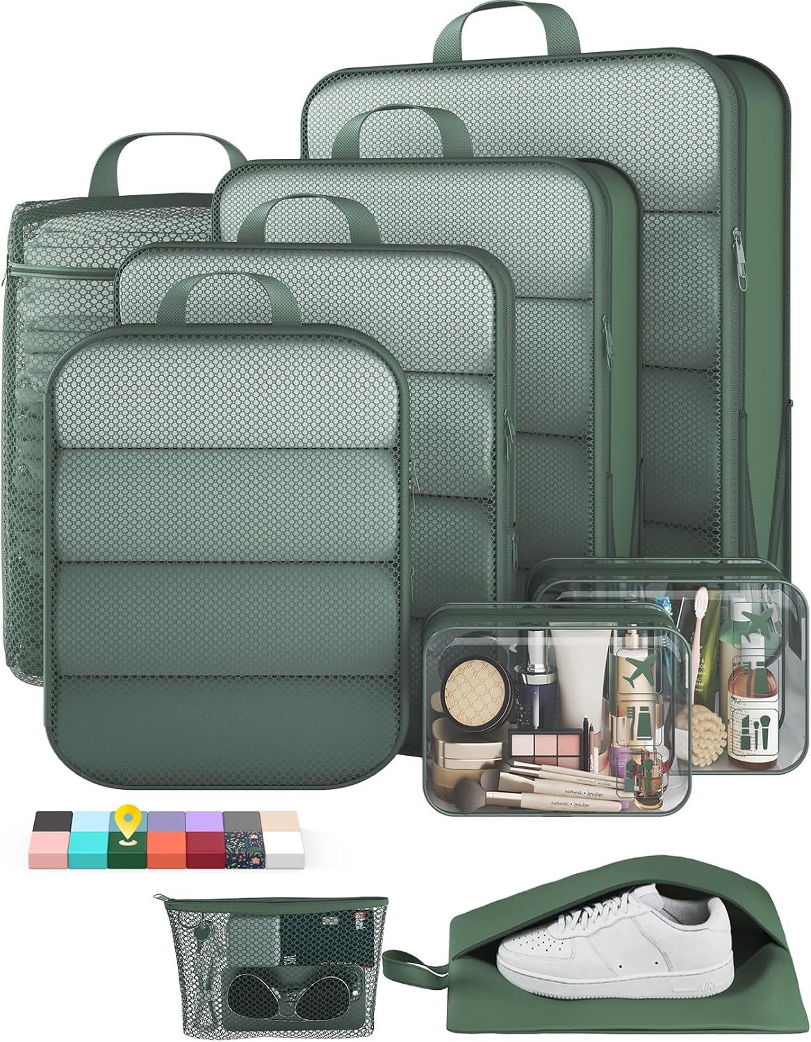 6Pcs Space Saving Compression Packing Cubes Polyester Travel Storage Organizer
