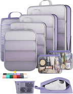 9Pcs Space Saving Compression Packing Cubes Polyester Travel Storage Organizer