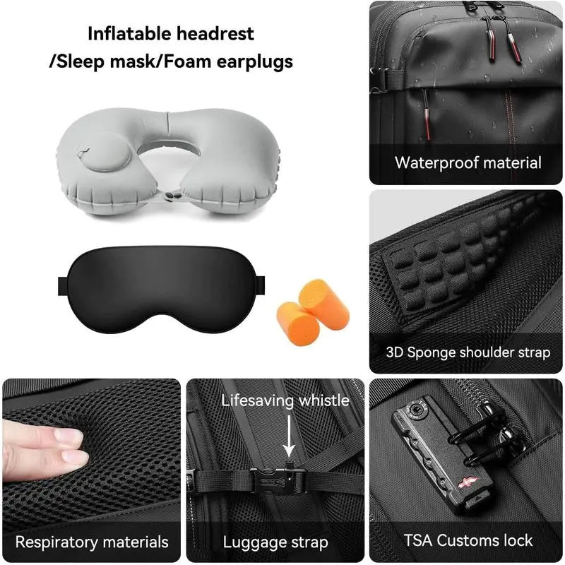 Vacuum Compression Travel Backpack 60L Large Capacity with One‑Click Electric Vacuum Pump TSA Anti‑Theft Lock