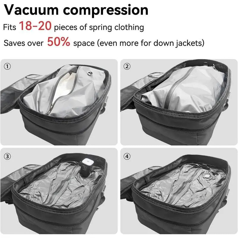 Vacuum Compression Travel Backpack 60L Large Capacity with One‑Click Electric Vacuum Pump TSA Anti‑Theft Lock